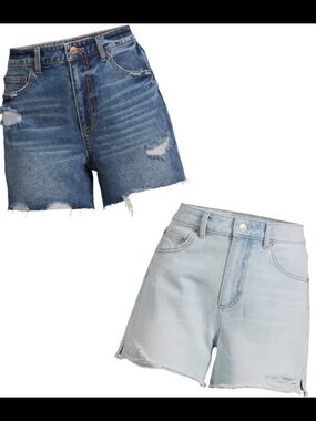 NoBo Lot 2 High-Rise Distressed Jean Shorts Light & Dark Wash Jr 19 Wmn 16
